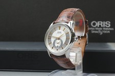 [Caixa de papel quase perfeita] Oris 7582 mostrador prata pequeno segundo relógio automático masculino comprar usado  Enviando para Brazil