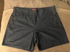 Shorts sob medida Isaac Mizrahi índigo cambraia detalhe de botão tamanho 16 novo sem etiquetas comprar usado  Enviando para Brazil