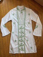 Usado, Túnica Pia Hallstrom Top lantejoulas transparentes lateral dividida branca verde pequena comprar usado  Enviando para Brazil