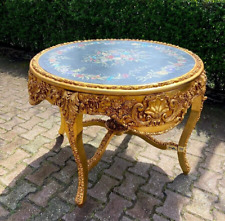 Mesa central de jantar barroca italiana folha de ouro pintada à mão com tampo floral comprar usado  Enviando para Brazil