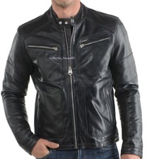 Jaqueta masculina couro de cordeiro preto puro genuíno motociclista festa desgaste CH 52 comprar usado  Enviando para Brazil