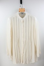 Blusa Mela Purdie 100% seda escada renda manga longa em creme tamanho UK12 comprar usado  Enviando para Brazil