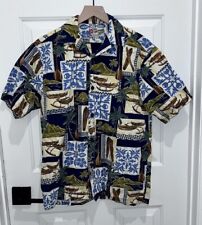 Camisa vintage Hilo Hattie havaiana canoa floral estampa ilha vulcão pequena S Aloha comprar usado  Enviando para Brazil