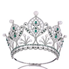 Usado, Tiara de pérola de cristal 13 cm de altura coroa casamento rainha princesa ajustável para mulheres comprar usado  Enviando para Brazil