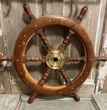Volante Pirata Vintage Pared Decorativo 24" Latón Acabado Náutico Madera segunda mano  Embacar hacia Mexico