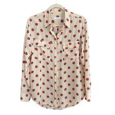 Equipamento Blusa de Seda Geo Grande Design de Bolinhas Tamanho Pequeno Bege Pêssego Laranja comprar usado  Enviando para Brazil