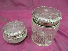 2 WM.B. antigos Frascos de prata esterlina com tampa de cristal para penteadeira KERR & CO comprar usado  Enviando para Brazil