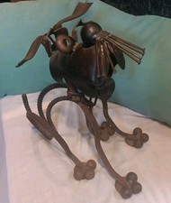 Escultura brutalista reciclada rústica de ferro soldado steampunk DOG pesada 13" H, usado comprar usado  Enviando para Brazil