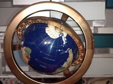 Usado, Globo de pedra preciosa mapa do mundo tampo de mesa azul oceano lápis 10" de altura com 4 pernas de ouro... comprar usado  Enviando para Brazil