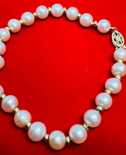 Pulseira de gancho de peixe vintage 2,5 mm Akoya pérola de água salgada ouro amarelo 14k 7" comprar usado  Enviando para Brazil