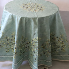 Antiga Toalha de Mesa Provençal Francesa Redonda La Cigale Azul com Azeitonas França 71" Nova Com Etiqueta comprar usado  Enviando para Brazil