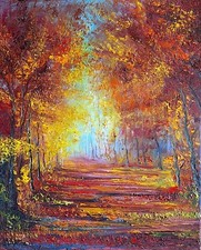 Obraz olejny ,,PEJZAŻ JESIENNY ''- autorski - Piotr Walkowiak - 50x60, używany na sprzedaż  PL