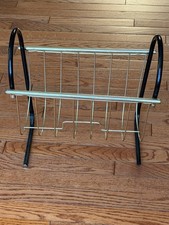 Vintage Latão Preto Metal Fio MAGAZINE RACK Meio Século Moderno MCM Atomic Retro comprar usado Vintage Latão Preto Metal Fio MAGAZINE RACK Meio Século Moderno MCM Atomic Retro comprar usado  Enviando para Brazil