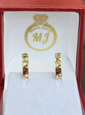 Brincos de argola de ouro amarelo 18k sólido 11 mm, corte de diamante 1,82 gramas. comprar usado  Enviando para Brazil
