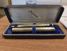 Conjunto de caneta-tinteiro/lápis quadriculado folheado a ouro vintage Nupoint, com caixa/14k novo na caixa comprar usado  Enviando para Brazil