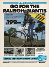 Publicidade promocional de bicicleta vintage da década de 1990 Raleigh Mantis comprar usado  Enviando para Brazil