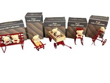 Lote de 5 enfeites vintage de ursinho de pelúcia flocado de pelúcia em bicicleta Teddies no banco comprar usado  Enviando para Brazil