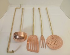 Utensilios de cocina colgantes de latón cobre con espátula de riel tenedor cucharón skimmer Corea segunda mano  Embacar hacia Mexico