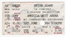 Ingresso esboço Bryan Adams 6/4/94 Phoenix AZ America West Arena, usado comprar usado  Enviando para Brazil