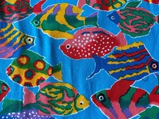 TECIDO HOFFMAN CALIFORNIA~Rainbow Rascals~TROPICAL REEF FISH~Blue Bkgrnd~VIVID~ comprar usado  Enviando para Brazil