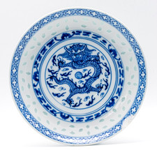 Pires de dragão de porcelana chinesa vintage azul branco morcego período de arroz século XX comprar usado  Enviando para Brazil