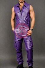 MACACÃO CARGO ROXO COURO MACIO REAL MASCULINO MACACÃO MACACÃO GERAL SEM MANGAS, usado comprar usado  Enviando para Brazil