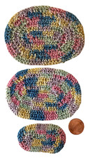 Conjunto miniatura de 3 tapetes de banho ovais para casa de bonecas 1:12 de malha à mão multicoloridos comprar usado  Enviando para Brazil