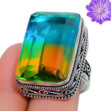 Anel de prata esterlina 925 pedra preciosa quartzo turmalina feito à mão joia presente comprar usado  Enviando para Brazil