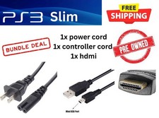 Sony PlayStation 3 Slim Bundle cabo de alimentação, cabo de controle, cabo HDMI usado comprar usado  Enviando para Brazil