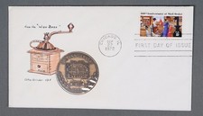 Moedor de café medálico Mayfairstamps US FDC 1972 pedido postal pintado à mão primeiro, usado comprar usado  Enviando para Brazil