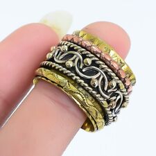 Diseñador Giratorio Mano Étnico Triple Tono Anillo de Latón Multi Talla RRJR3411 comprar usado  Enviando para Brazil