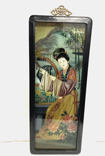 Vidro reverso chinês antigo pintado à mão com moldura de madeira  comprar usado  Enviando para Brazil