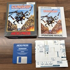 GUNSHIP Commodore Amiga Floppy Disc Gra wideo w pudełku + nakładka na klawiaturę na sprzedaż  Wysyłka do Poland