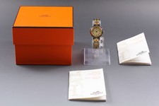 [Excelente+5 com Caixa] Relógio Feminino Vintage HERMES Clipper 24mm Mostrador Marfim Data Quartzo, usado comprar usado  Enviando para Brazil