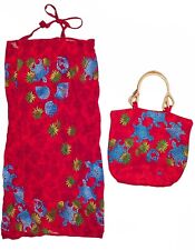 Vestido Muumuu tropical Shirin para mujer rojo/azul tortuga hawaiana pez + conjunto de bolso segunda mano  Embacar hacia Mexico