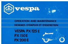 VESPA PX125E, PX150E & PX200E MANUAL DE OPERAÇÃO E MANUTENÇÃO ORIGINAL (TEXTO GB F) comprar usado  Enviando para Brazil