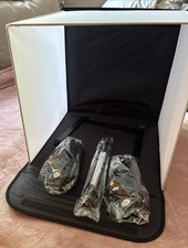 Caixa de luz portátil estúdio fotográfico com 2 lâmpadas e suporte para câmera nova caixa aberta LEIA comprar usado  Enviando para Brazil
