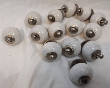 (14) Gaveta/armário/armário de armário de porcelana vintage rachado/veio branco puxadores/botões comprar usado  Enviando para Brazil
