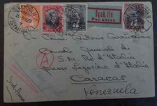 1938 Turquia Correio Aéreo Capa Laços 4 selos cancelados Istambul para Venezuela comprar usado  Enviando para Brazil