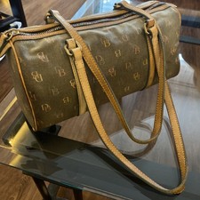 Bolsa de mão Dooney & Bourke barril vintage assinatura DB revestida PVC cinza, usado comprar usado  Enviando para Brazil