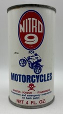 Publicidad aditiva combustible Nitro 9 moto años 60 vintage 4 OZ. Lata de aceite segunda mano  Embacar hacia Mexico