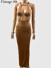 Vestido de evento vintage anos 90 vestido de gala sexy Maxi Zachary the Label Bodycon bronze XS comprar usado  Enviando para Brazil
