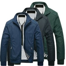 Jaqueta bombardeiro masculina com zíper completo pescoço funil corta-vento Windcheater top coat roupa comprar usado  Enviando para Brazil