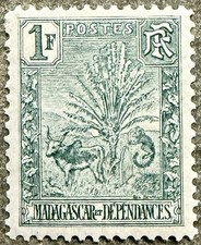 Très beau n°75 de Madagascar "1F vert Zébu et arbre du voyageur", neuf et bon ce comprar usado  Enviando para Brazil