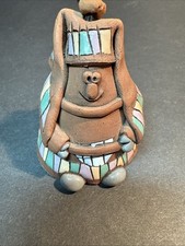 Kapryszna glinka Terakota Dzwonek Sztuka ludowa Figuralna Ceramika Clay Bull Cow Bell na sprzedaż  Wysyłka do Poland