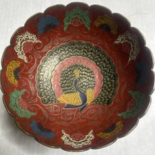 Tigela Enesco Imports latão maciço esmalte pintado antigo vintage comprar usado  Enviando para Brazil