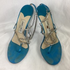 Usado, Azul Jimmy Choo Cetim + Diamante 11cm Salto com Tiras na Bolsa (T17) CP#8704 comprar usado  Enviando para Brazil