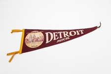 Vintage Auto Center of the World Detroit Michigan Souvenir Feltro Pennant 26" comprar usado  Enviando para Brazil