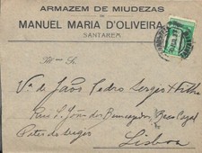 Usado, PORTUGAL - 1927 CAPA COMERCIAL SANTARÉM A LISBOA - SELO CERES [428] comprar usado  Enviando para Brazil