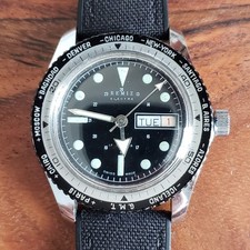 1960 Remiz Electra GMT Relógio Vintage Hora Mundial 38mm Caixa, 17J Vento Manual, usado comprar usado  Enviando para Brazil